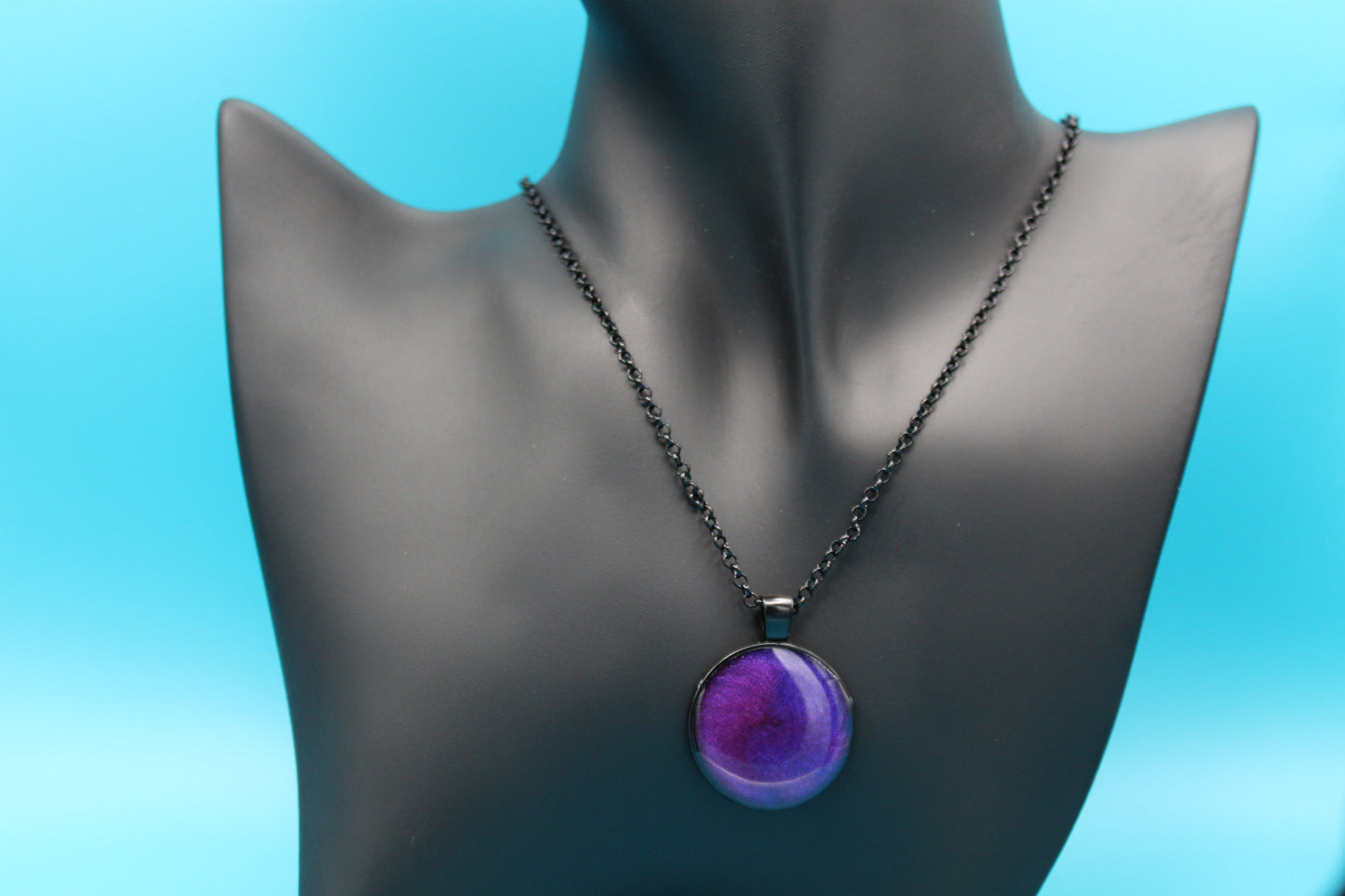 Purple/Pink swirl on black chain