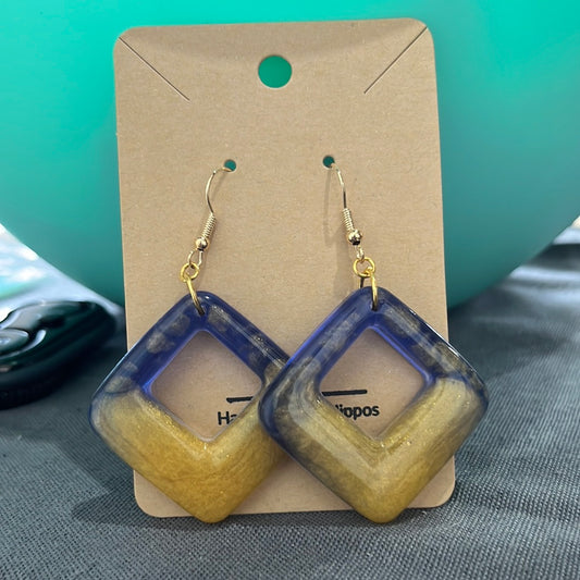 Blue/gold Diamond earrings