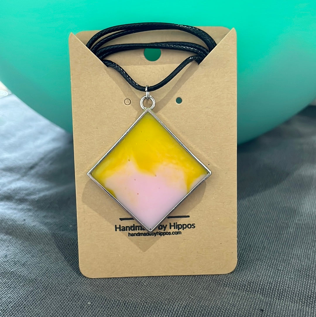 Pink and yellow diamond necklace