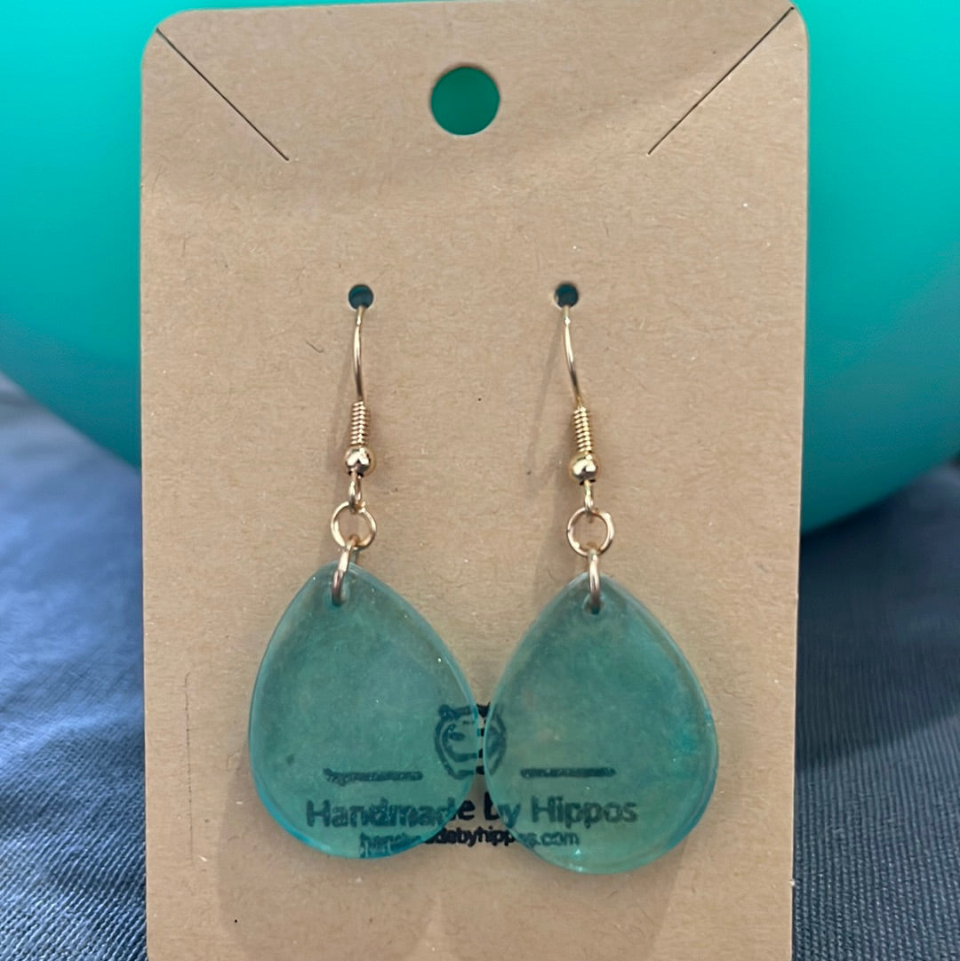 Green sparkle drop earrings