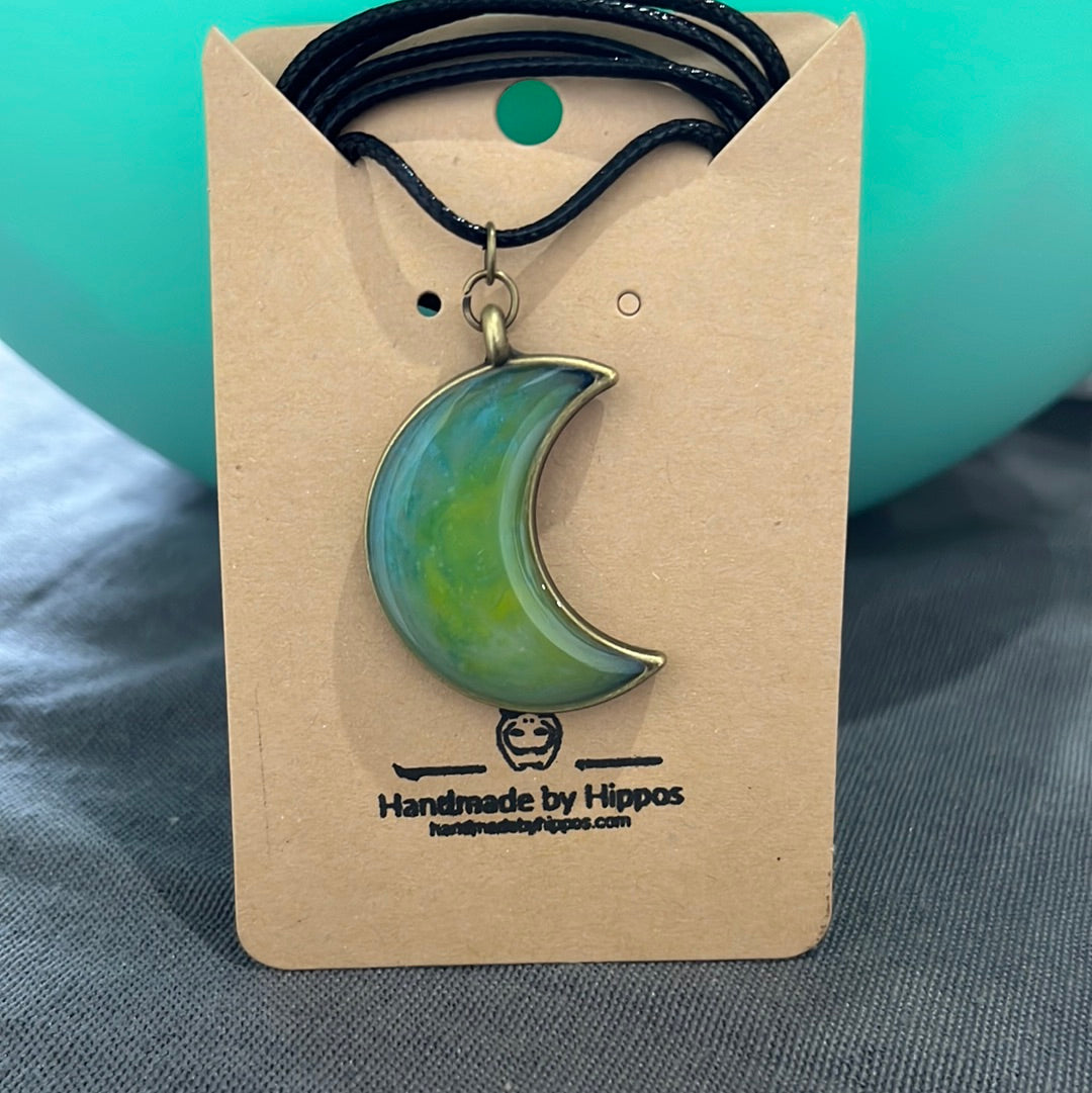 Green moon necklace