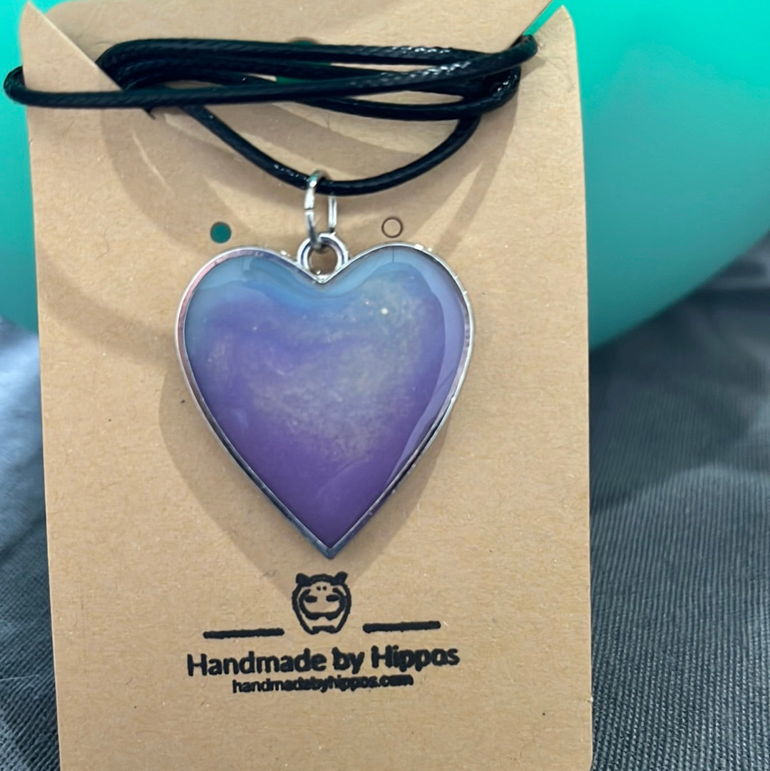 Purplestone heart necklace - silver frame