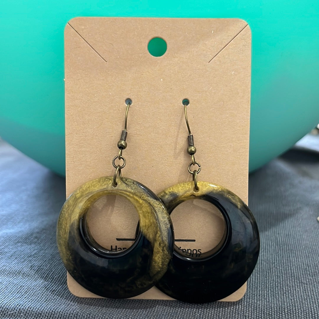 Black and gold O earrings