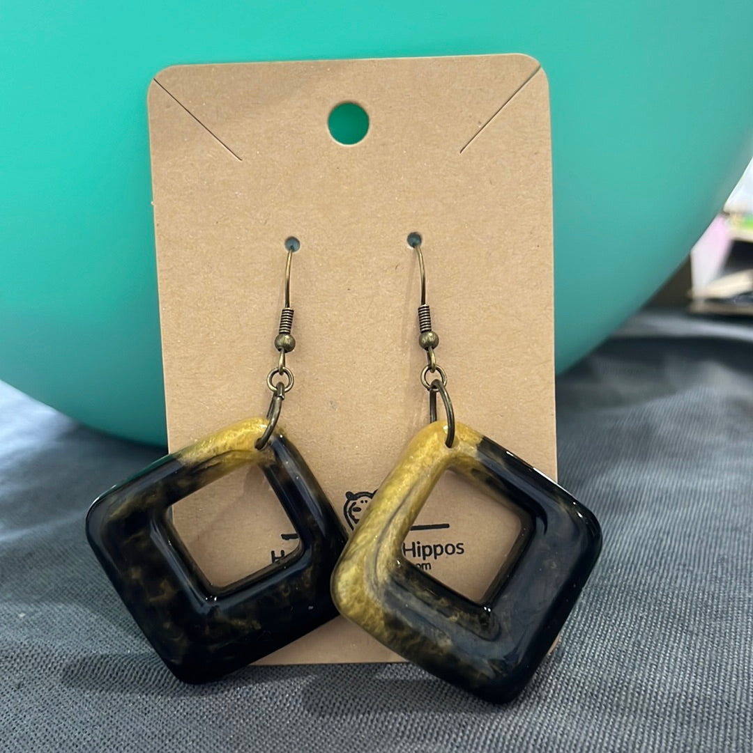 Black and gold diamond earrings