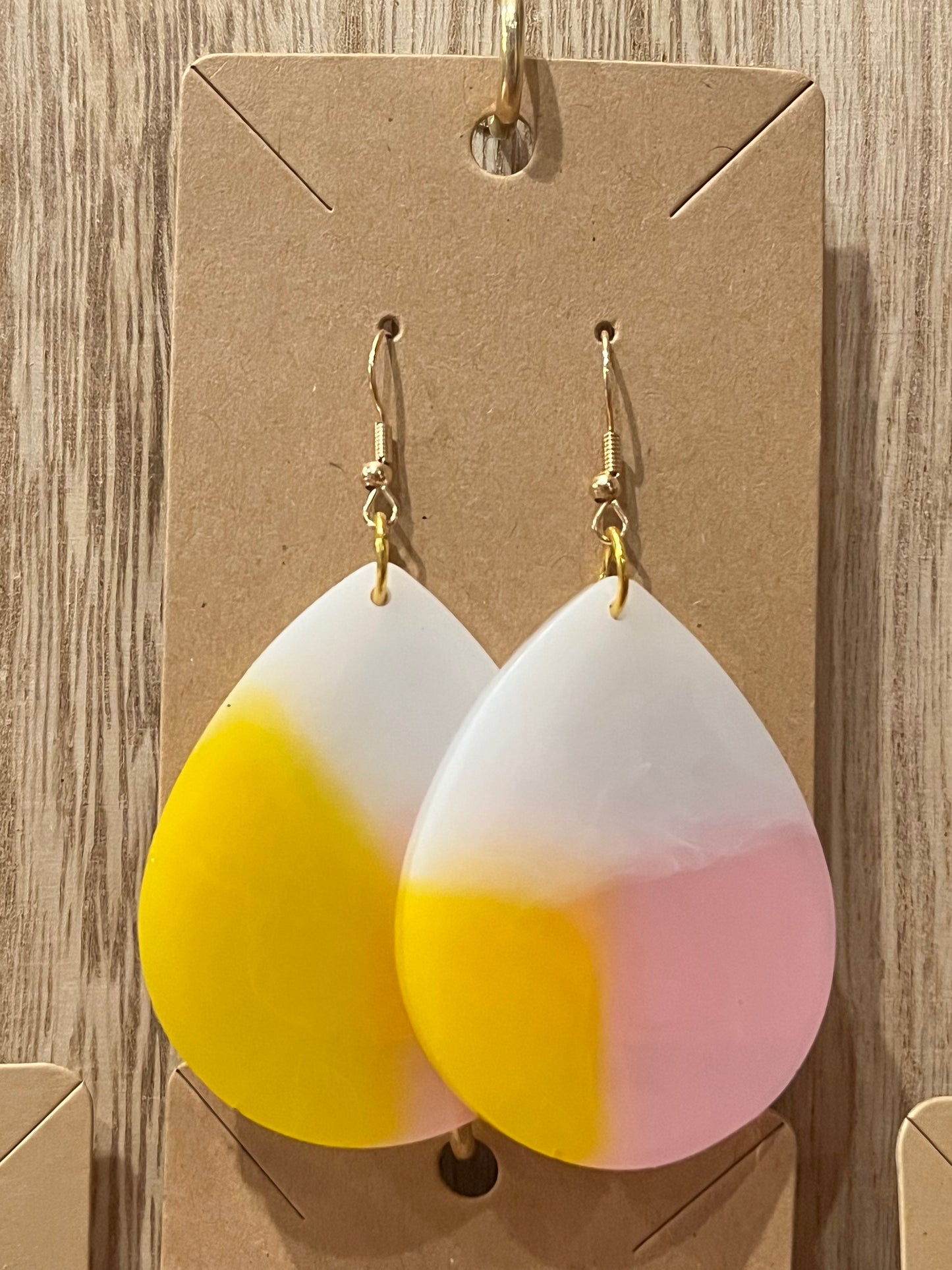 White/Yellow/pink earrings